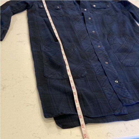 James Perse Blue And Black Plaid Cropped
Sleeve Button Front Mini Dress Size 2 - Picture 7 of 10